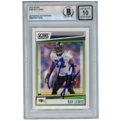 Ray Lewis Autographed/Signed 2022 Score #190 Trading Card Beckett 52908