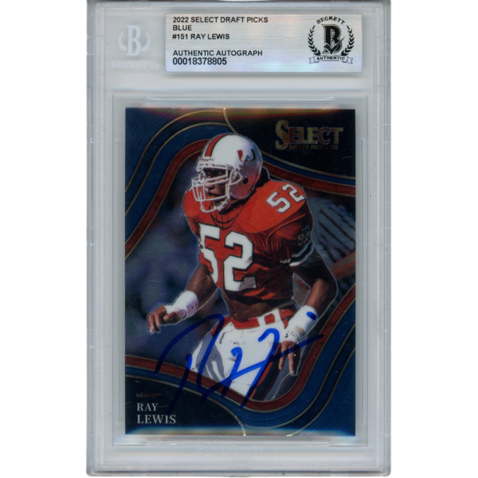 Ray Lewis Autographed 2022 Select Draft Picks #151 Trading Card Beckett 52945