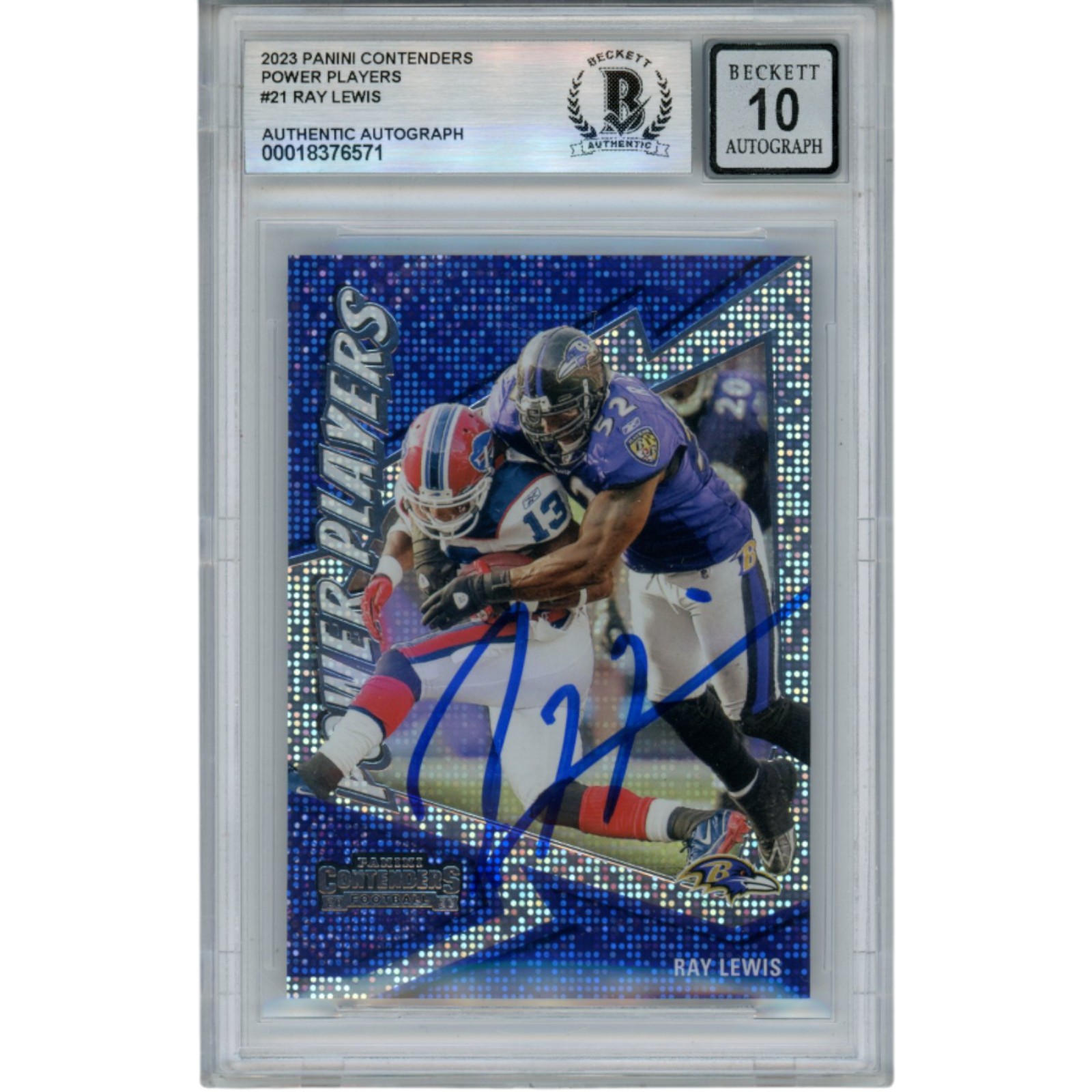 Ray Lewis Autographed 2023 Contenders Power Play #21 Trading Card Beckett 53048