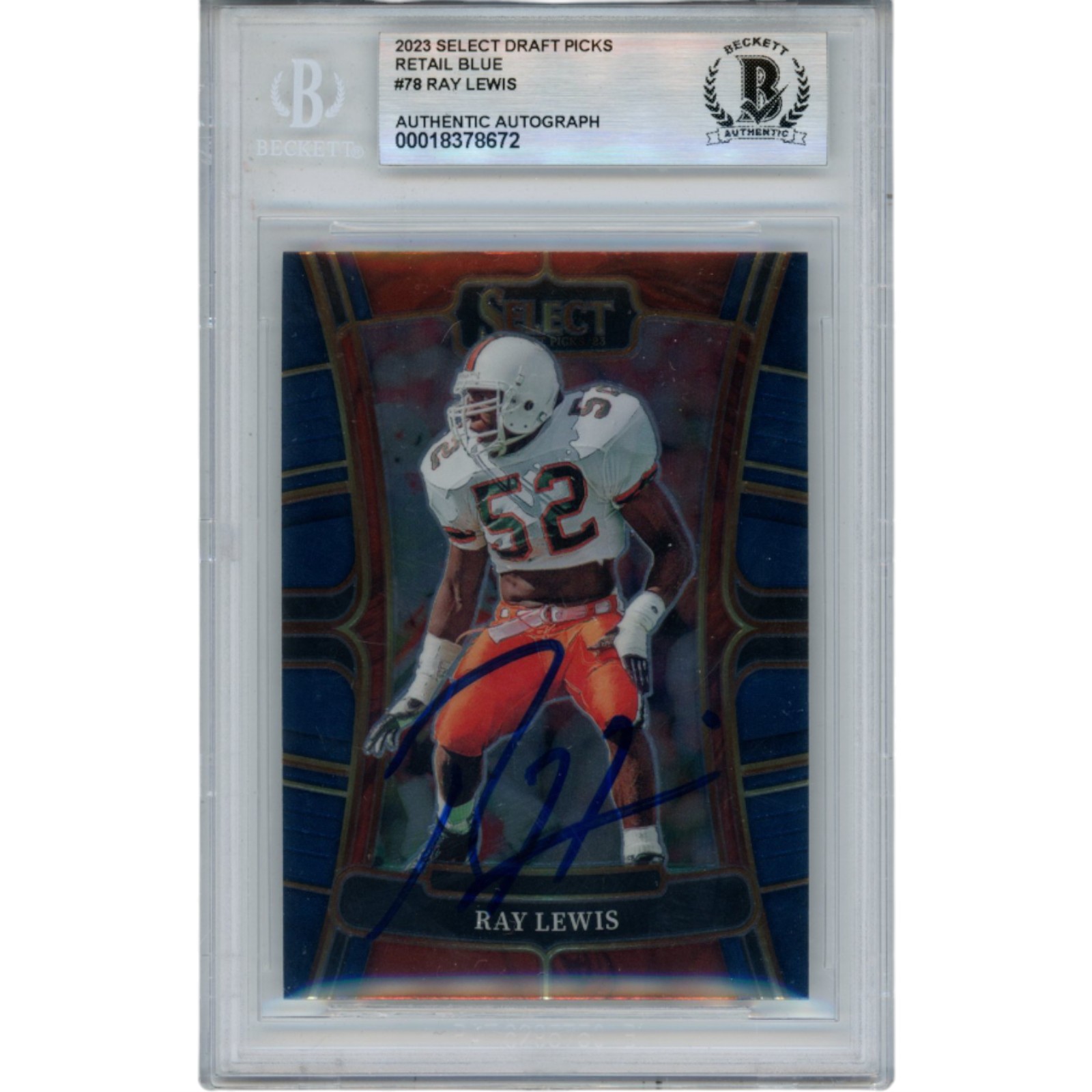 Ray Lewis Autographed/Signed 2023 Select #78 Trading Card Beckett 52959