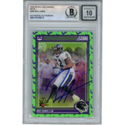 Ray Lewis Autographed 24 Score Halloween Bats #290 Trading Card Beckett 53061