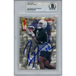 Ray Lewis Autographed/Signed 1996 Fleer #165 Trading Card Slab Beckett 53484