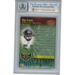 Ray Lewis Autographed/Signed 1998 Pacific #40 Trading Card Beckett 52984