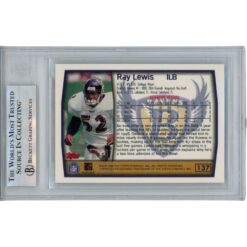 Ray Lewis Autographed/Signed 1999 Topps #137 Trading Card Slab Beckett 53470