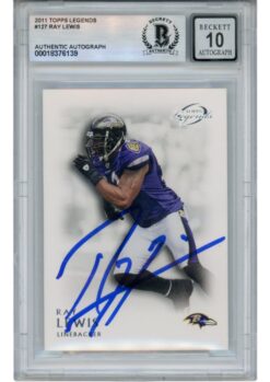 Ray Lewis Autographed 2011 Topps Legends #127 Trading Card Beckett 53031