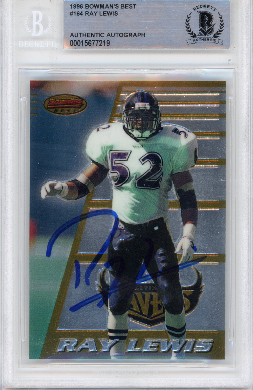 Ray Lewis Autographed 1996 Bowmans Best #164  Slabbed BAS