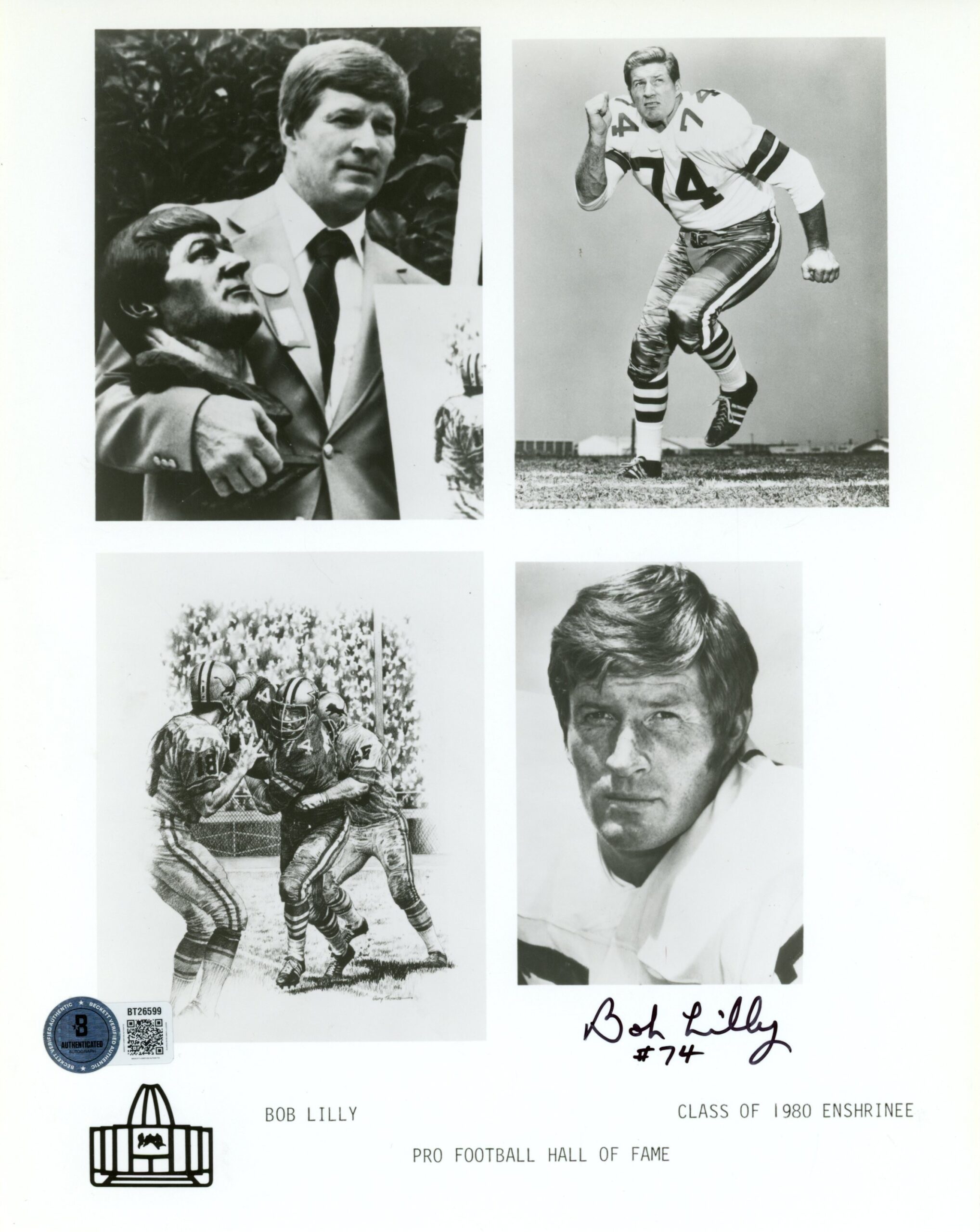 Bob Lilly Autographed/Signed Dallas Cowboys 8x10 Photo 1980 Class Beckett 56706