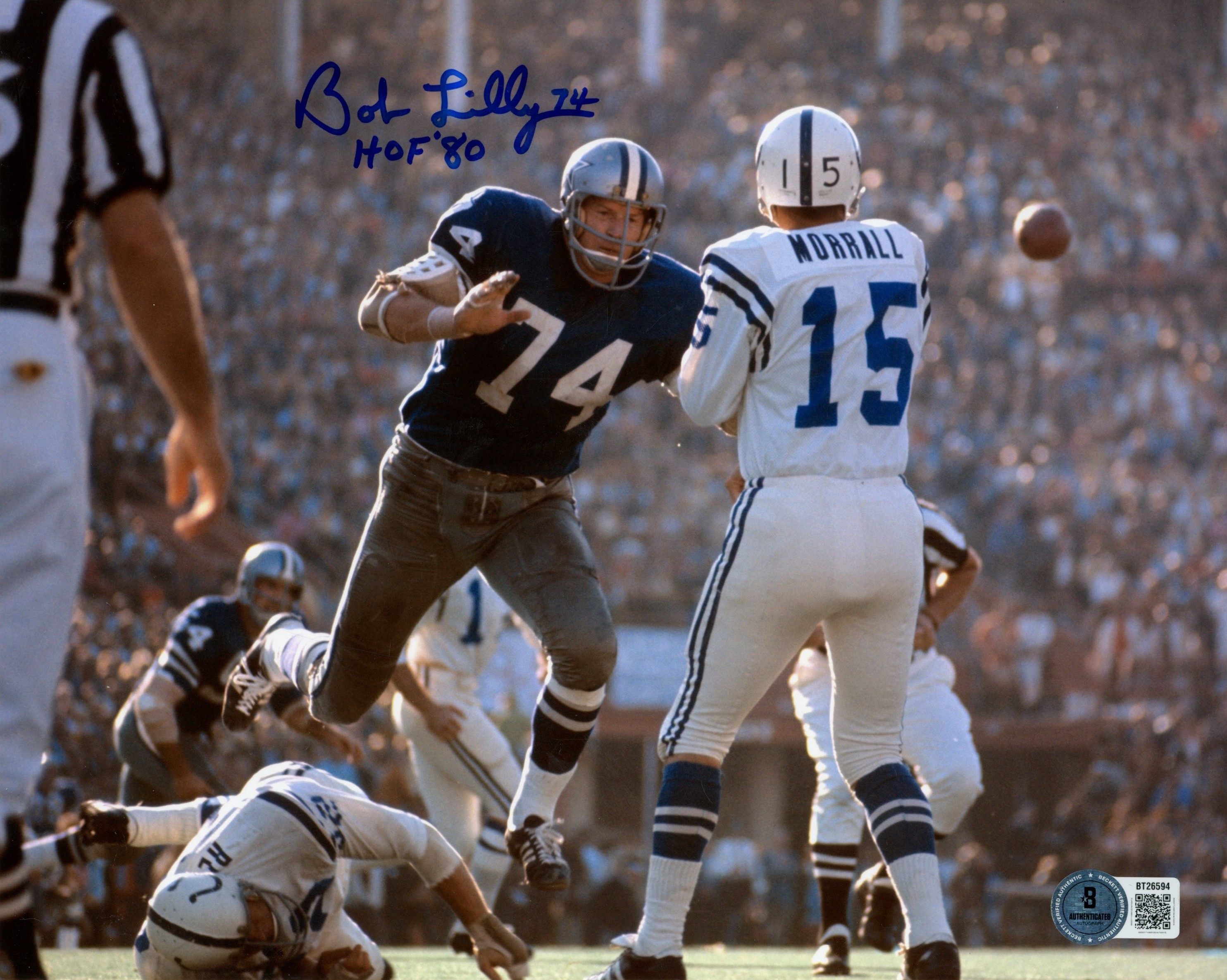 Bob Lilly Autographed/Signed Dallas Cowboys 8x10 Photo HOF Beckett 56710