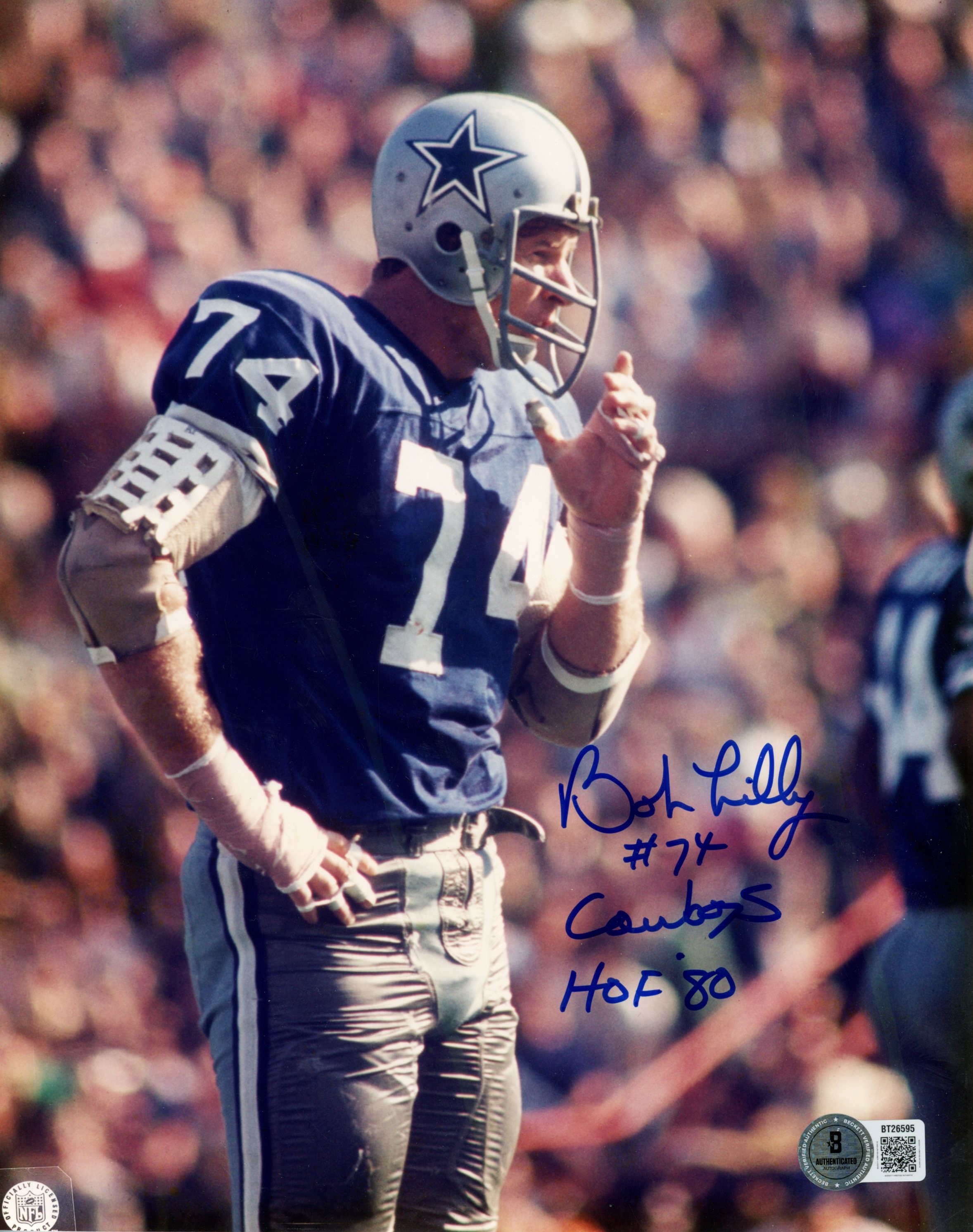 Bob Lilly Autographed/Signed Dallas Cowboys 8x10 Photo 2 Insc Beckett 56711