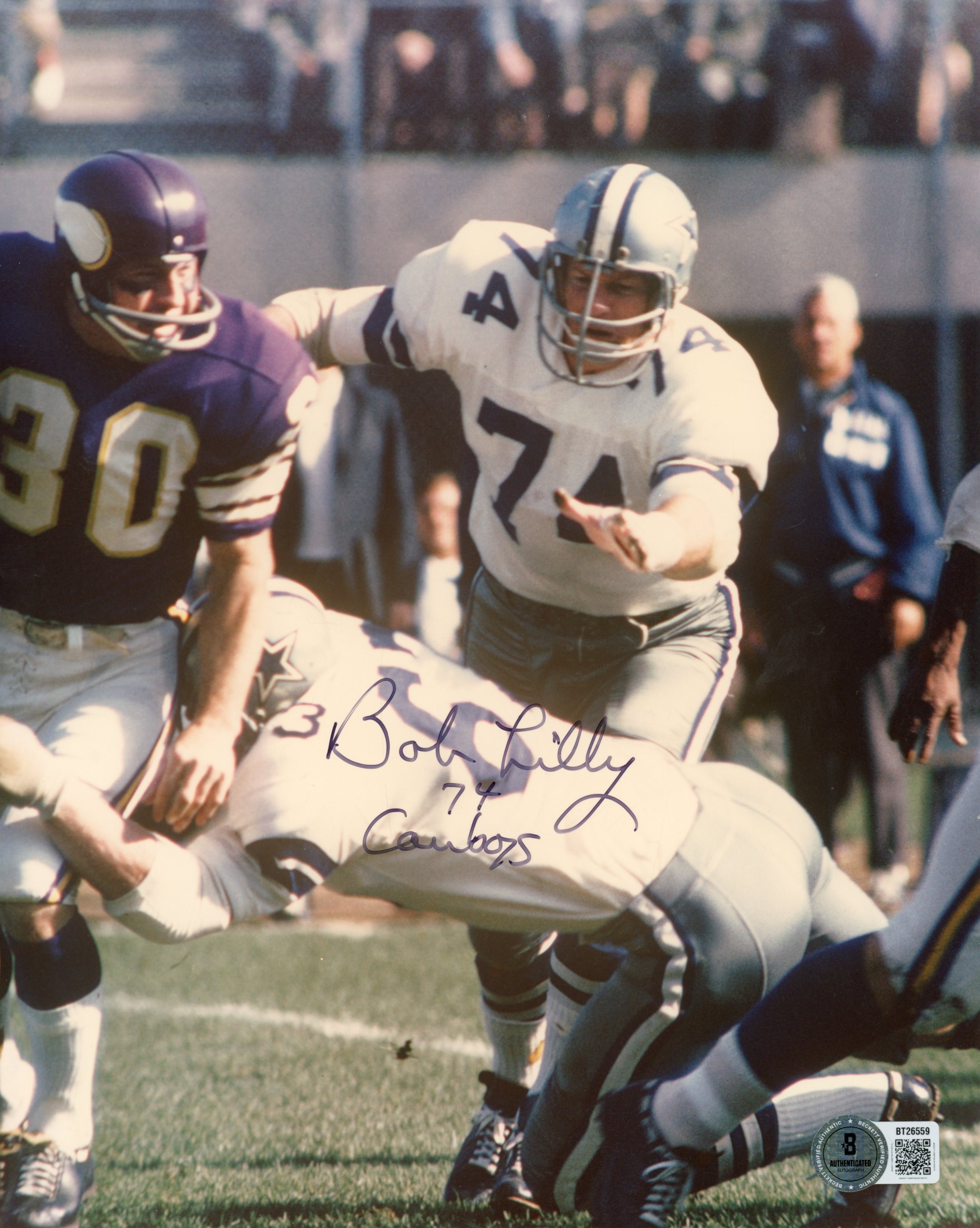 Bob Lilly Autographed/Signed Dallas Cowboys 8x10 Photo Beckett 56717