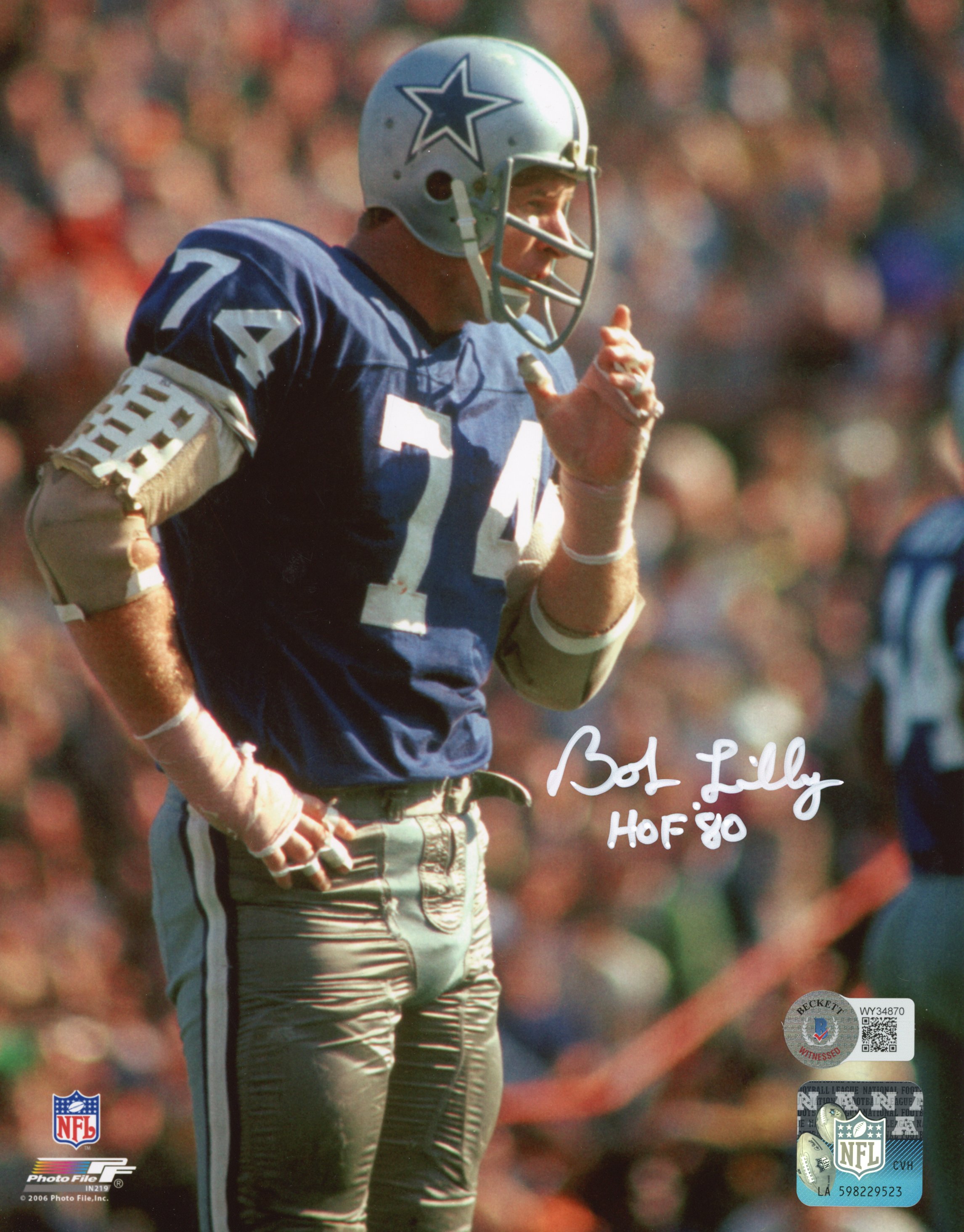 Bob Lilly Autographed/Signed Dallas Cowboys 8x10 Photo Beckett 