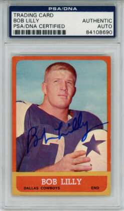 Bob Lilly Autographed 1963 Topps #82 Trading Card PSA Slab