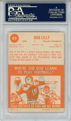 Bob Lilly Autographed 1963 Topps #82 Trading Card PSA Slab