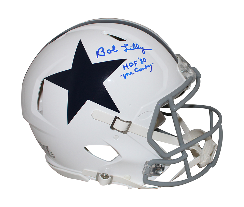 Bob Lilly Autographed Dallas Cowboys Authentic 1960 Speed Helmet BAS 32752