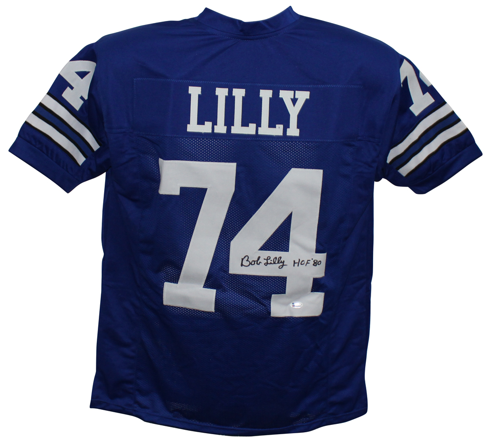 Bob Lilly Autographed/Signed Pro Style Blue XL Jersey HOF BAS 30624