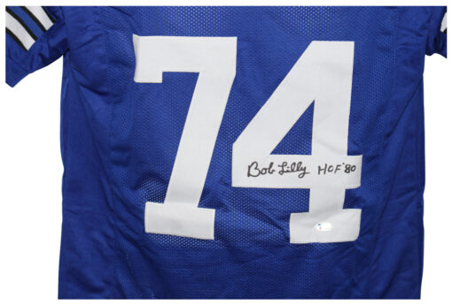 Bob Lilly Autographed/Signed Pro Style Blue XL Jersey HOF BAS 30624