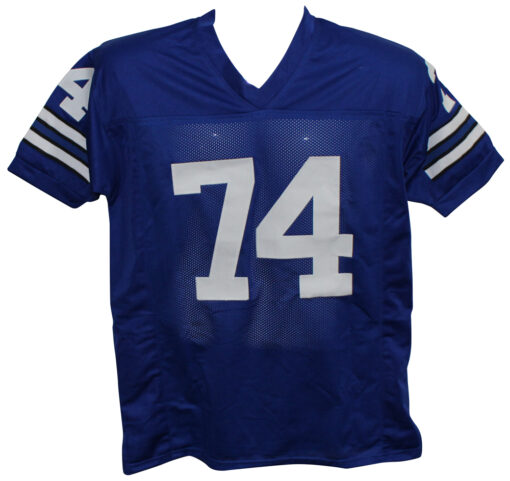 Bob Lilly Autographed/Signed Pro Style Blue XL Jersey HOF BAS 30624