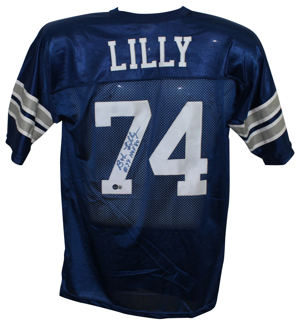 Bob Lilly Autographed Dallas Cowboys Russell Authentic Blue Jersey HOF BAS