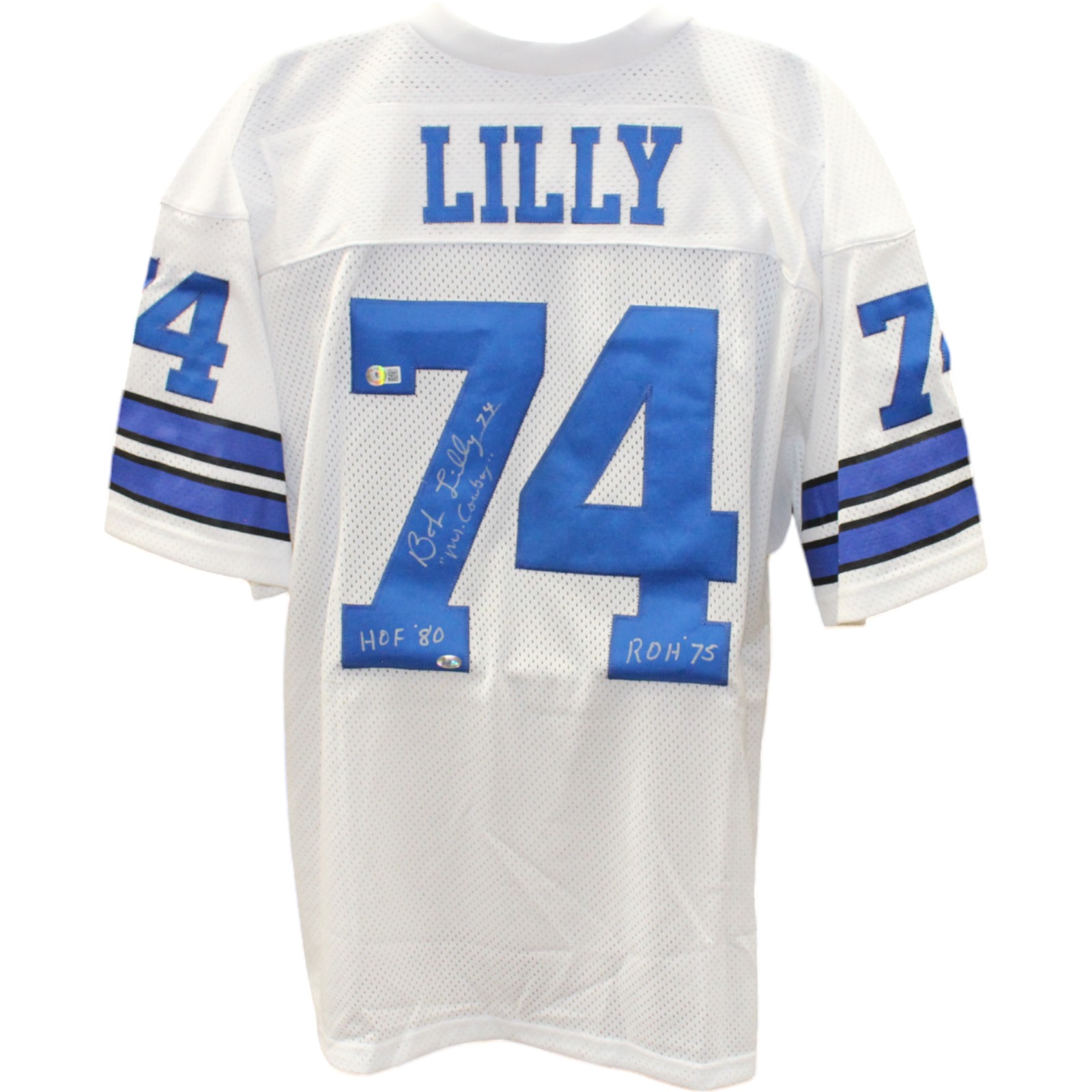 Bob Lilly Autographed/Signed Custom White XL Jersey 3 Insc Beckett 48488