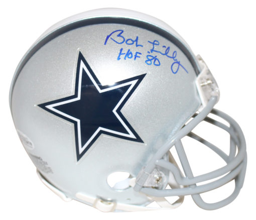 Bob Lilly Autographed/Signed Dallas Cowboys Mini Helmet HOF BAS 26795