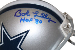 Bob Lilly Autographed Dallas Cowboys VSR4 Mini Helmet w/insc BAS