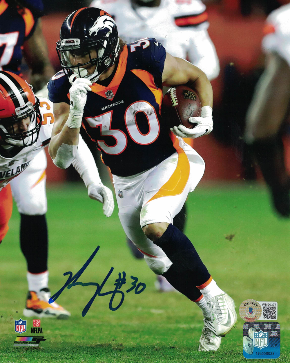 Phillip Lindsay Autographed/Signed Denver Broncos 8x10 Photo BAS