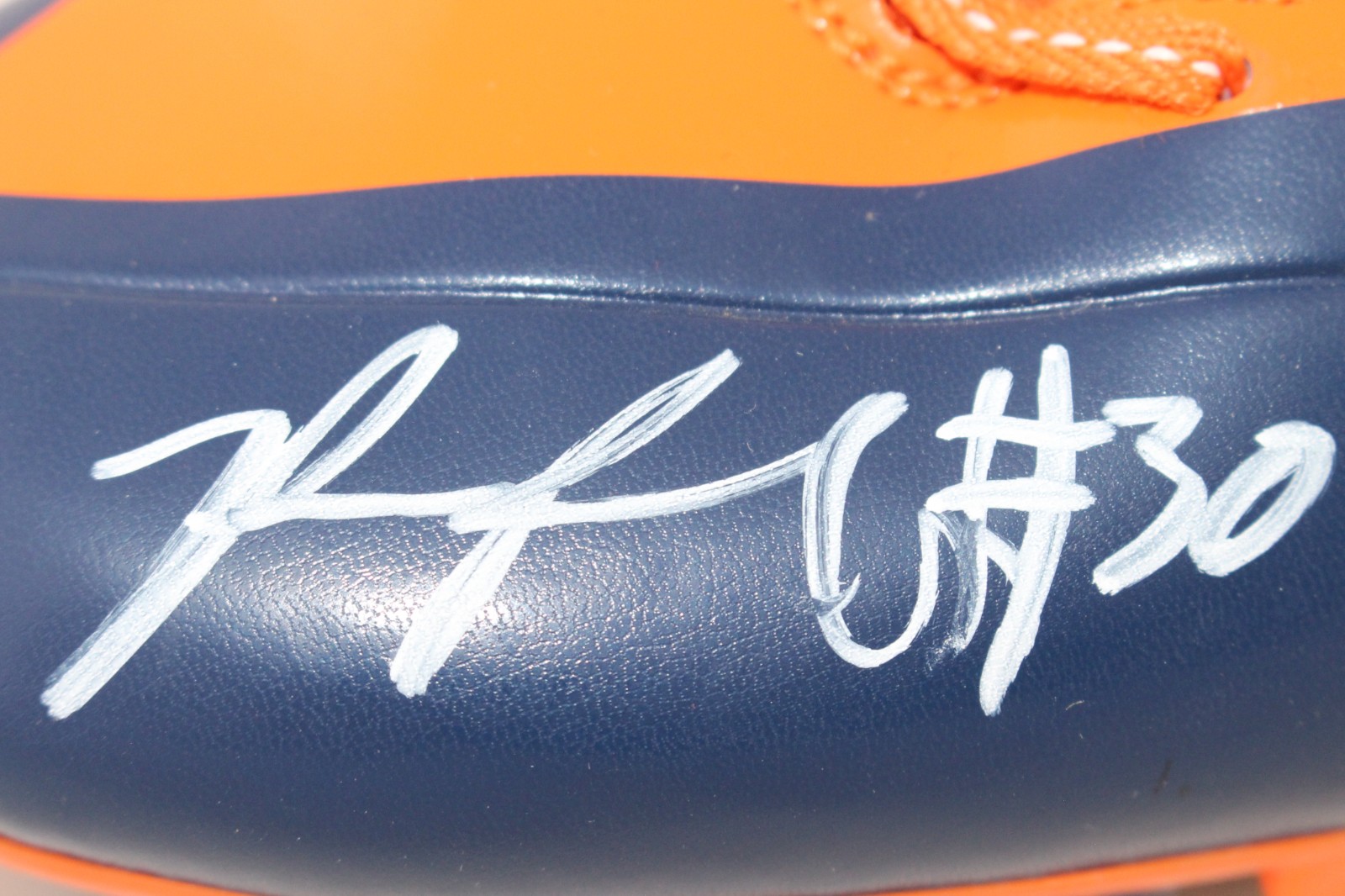 Phillip Lindsey Autographed/Signed Nike Orange and Blue Cleat JSA 59347 2 Phillip Lindsey Autographed/Signed Nike Orange and Blue Cleat JSA 59347