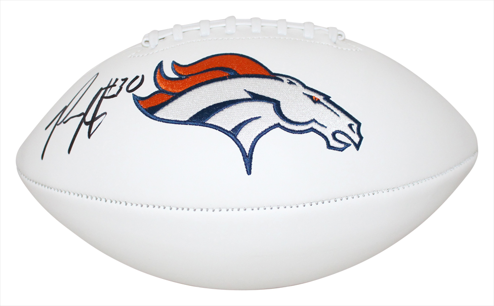 Phillip Lindsay Autographed/Signed Denver Broncos Logo Football BAS