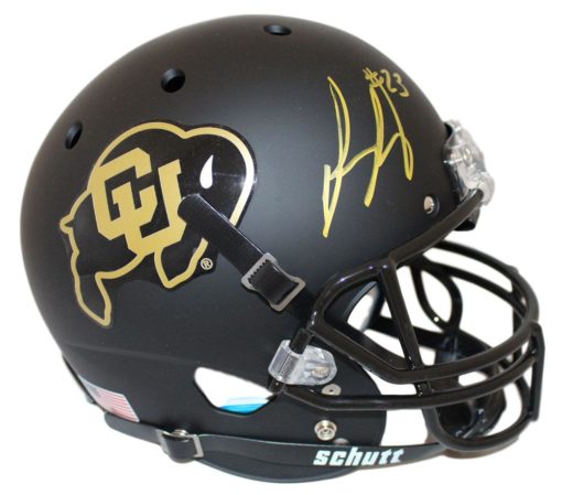 Phillip Lindsay Signed Colorado Buffaloes Black Schutt Replica Helmet JSA 22687
