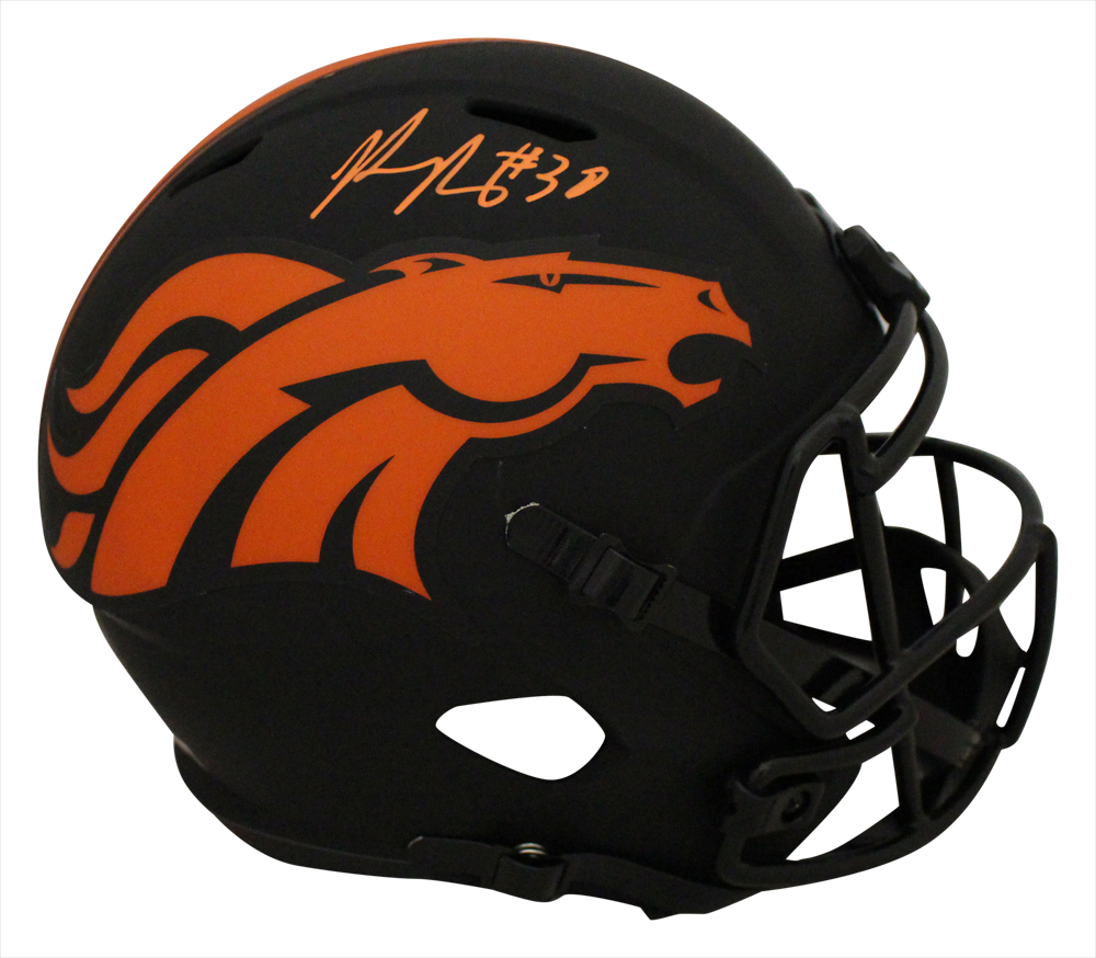 Phillip Lindsay Autographed Denver Broncos F/S Eclipse Speed Helmet BAS