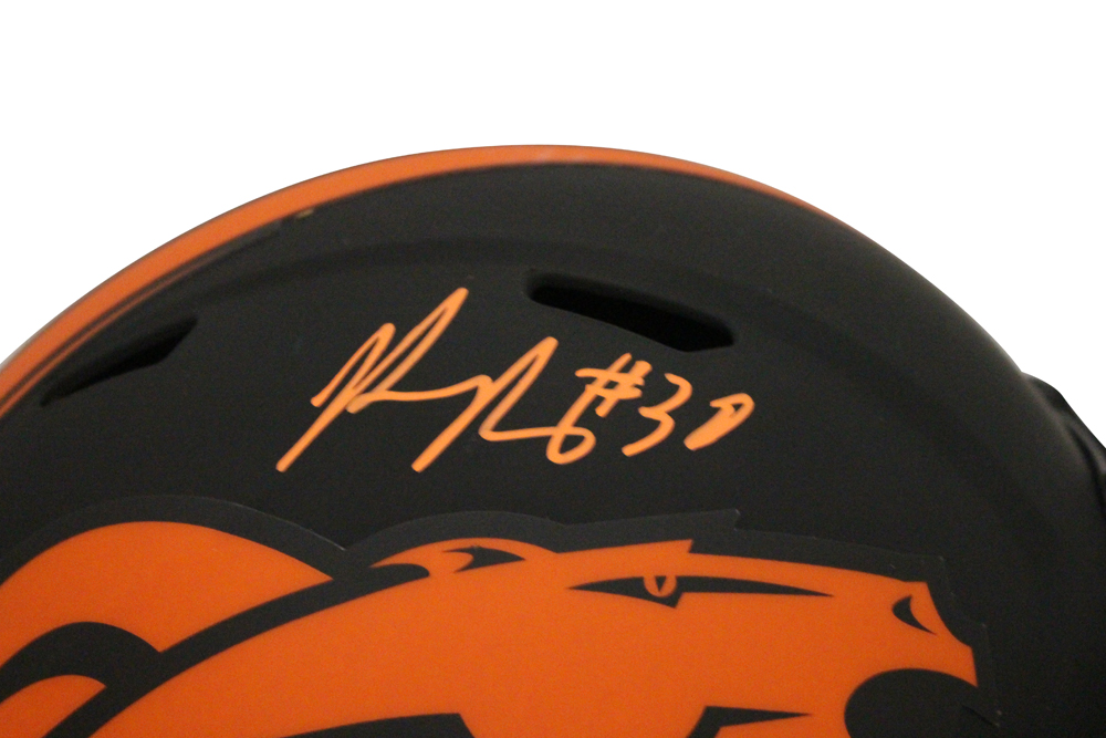 Phillip Lindsay Autographed Denver Broncos F/S Eclipse Speed Helmet BAS