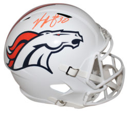 Phillip Lindsay Signed Denver Broncos Flat White Speed Replica Helmet JSA 26472