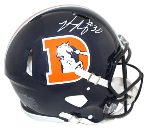 Phillip Lindsay Signed Denver Broncos Authentic Color Rush Helmet JSA 26469