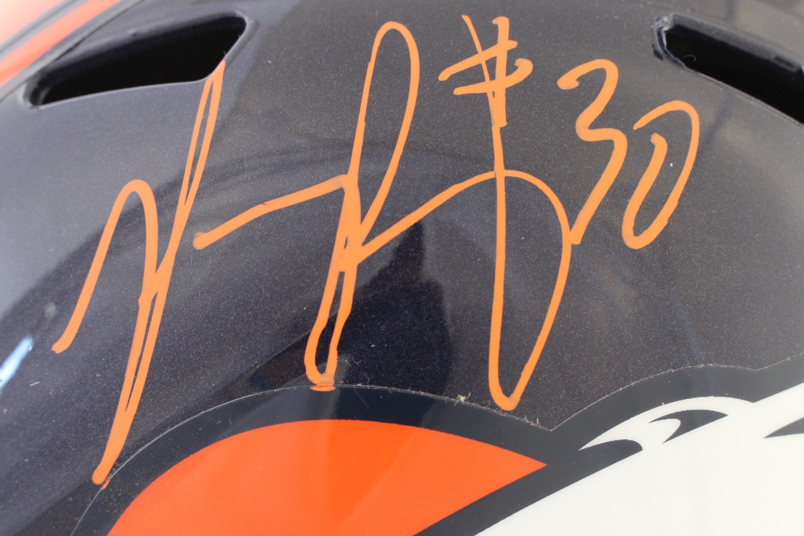 Phillip Lindsay Autographed/Signed Denver Broncos F/S TB Helmet Beckett 59352