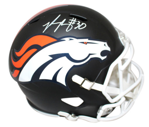 Phillip Lindsay Autographed Denver Broncos Black Replica Helmet JSA 22622