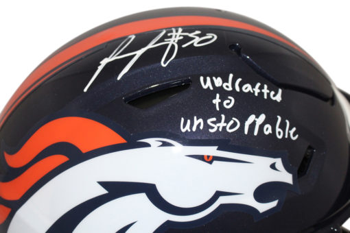 Phillip Lindsay Signed Denver Broncos Authentic Speed Flex Helmet JSA 26471