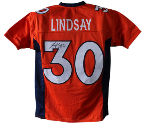 Phillip Lindsay Autographed/Signed Denver Broncos Orange XL Jersey JSA 22620