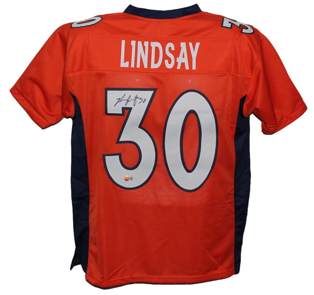 Phillip Lindsay Autographed/Signed Pro Style Orange XL Jersey BAS