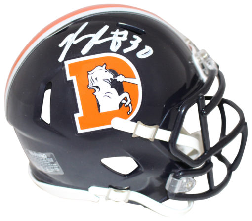 Phillip Lindsay Autographed Denver Broncos Color Rush Mini Helmet JSA 22612