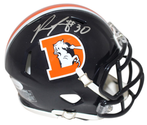 Phillip Lindsay Autographed Denver Broncos Color Rush Mini Helmet JSA 26478