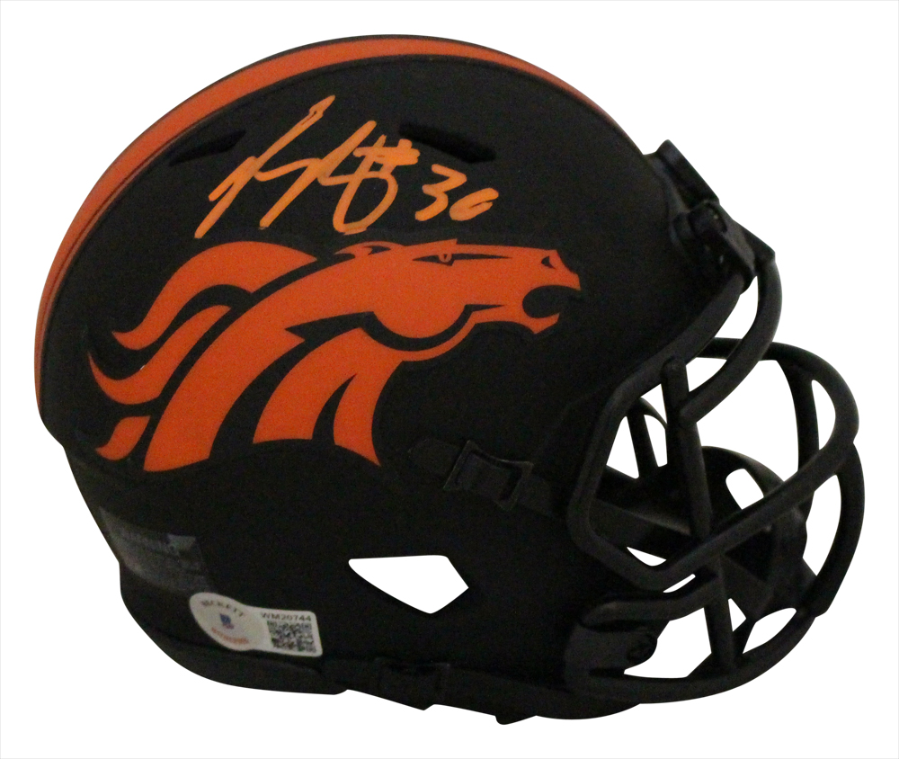 Phillip Lindsay Autographed Denver Broncos Eclipse Mini Helmet BAS