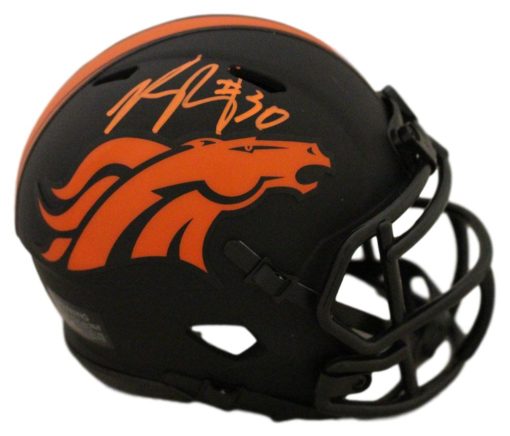 Phillip Lindsay Autographed/Signed Denver Broncos Eclipse Mini Helmet JSA 26907