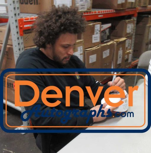Phillip Lindsay Autographed/Signed Denver Broncos Logo Football JSA 26479