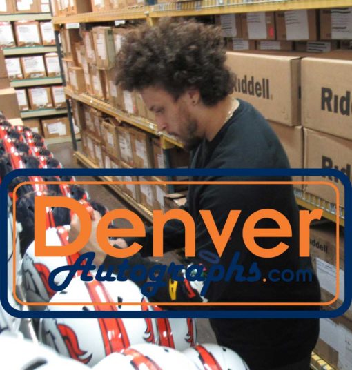 Phillip Lindsay Signed Denver Broncos Flat White Speed Replica Helmet JSA 26472