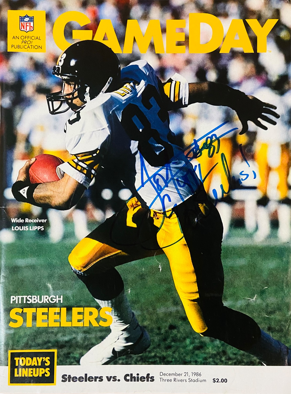 Louis Lipps Autographed Steelers 12/21/1986 Gameday Magazine Beckett