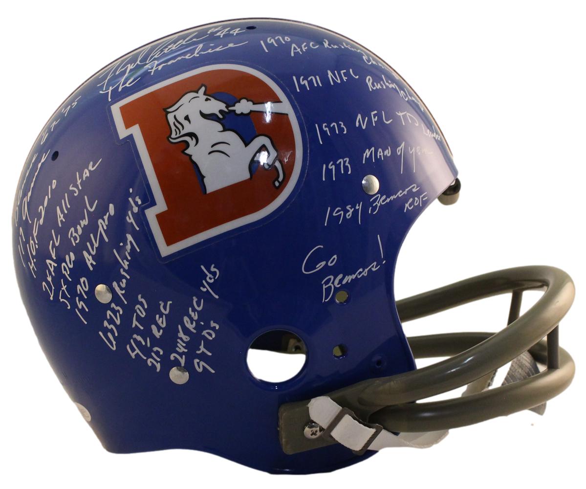 Floyd Little Autographed Denver Broncos Authentic TK Helmet 18 Insc JSA