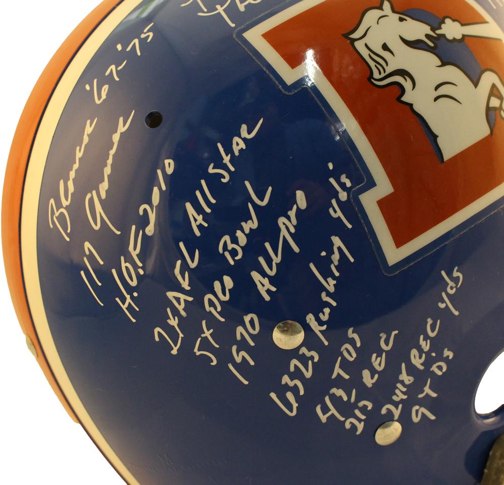 Floyd Little Autographed Denver Broncos Authentic TK Helmet 18 Insc JSA