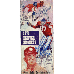 Floyd Little Autographed Denver Broncos 1971 Media Guide HOF Beckett 55143