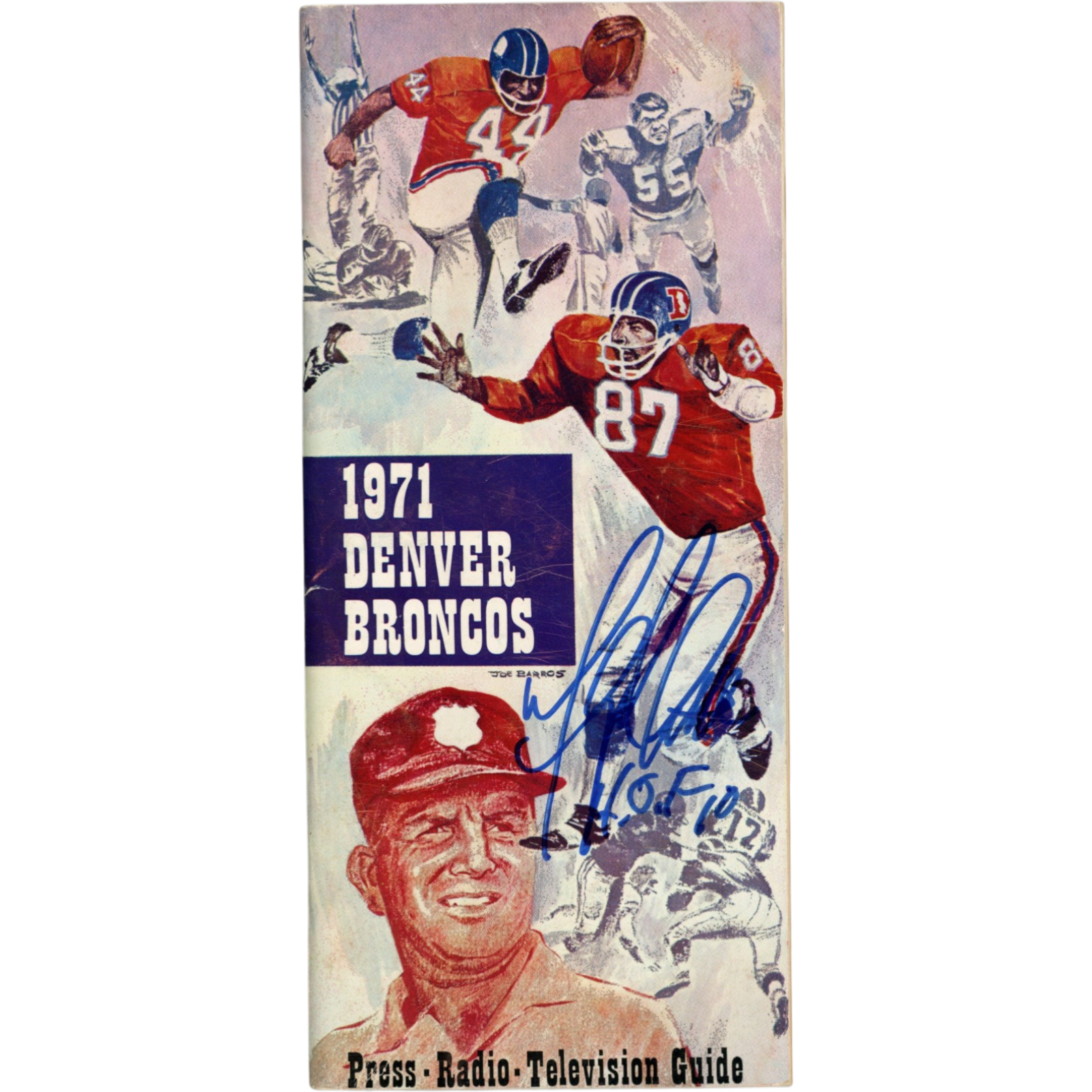 Floyd Little Autographed Denver Broncos 1971 Media Guide HOF Beckett 55143