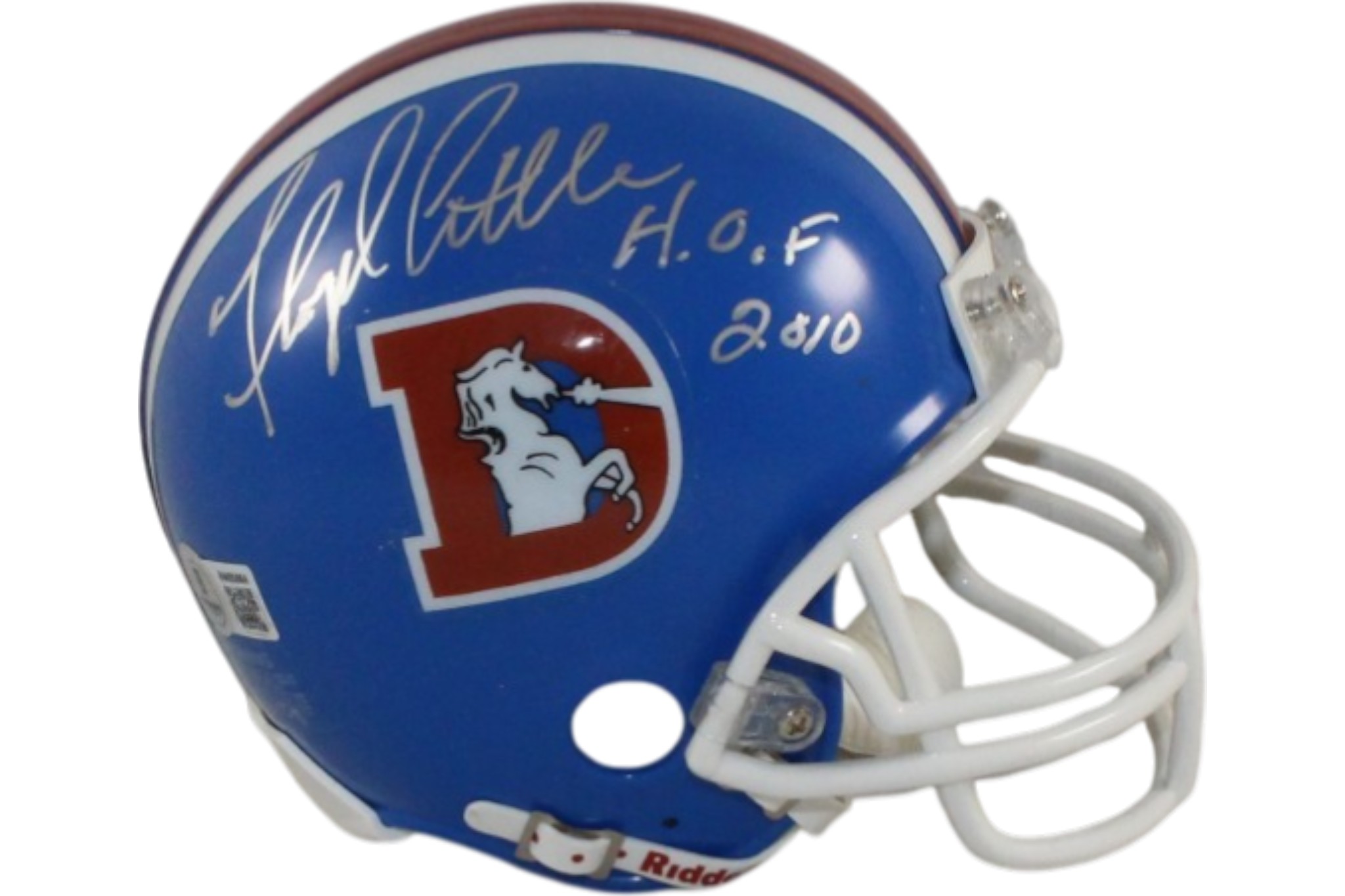 Floyd Little Autographed/Signed Denver Broncos Mini Helmet Beckett 55378
